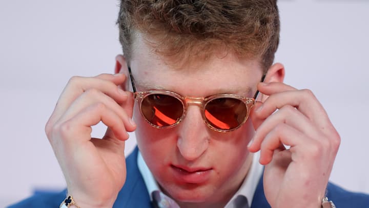 Jun 25, 2025; Brooklyn, NY, USA; Danny Wolf arrives before the first round of the 2025 NBA Draft at Barclays Center. Mandatory Credit: Brad Penner-Imagn Images