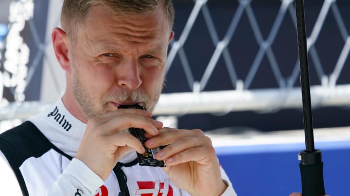 May 4, 2024; Miami Gardens, Florida, USA; Hass drive Kevin Magnussen (20) on the grid before the F1 Sprint Race at Miami International Autodrome. Mandatory Credit: John David Mercer-USA TODAY Sports