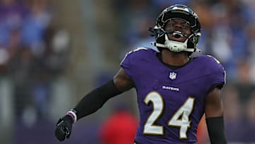Safety Malaki Starks celebrates during the Indianapolis Colts v Baltimore Ravens game in the NFL Preseason, 2025