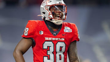 UNLV Rebels linebacker Marsel McDuffie (38) against the Kansas Jayhawks in the Guaranteed Rate Bowl at Chase Field. Mandatory Credit: Mark J. Rebilas-USA TODAY Sports