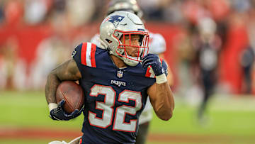 New England Patriots running back TreVeyon Henderson