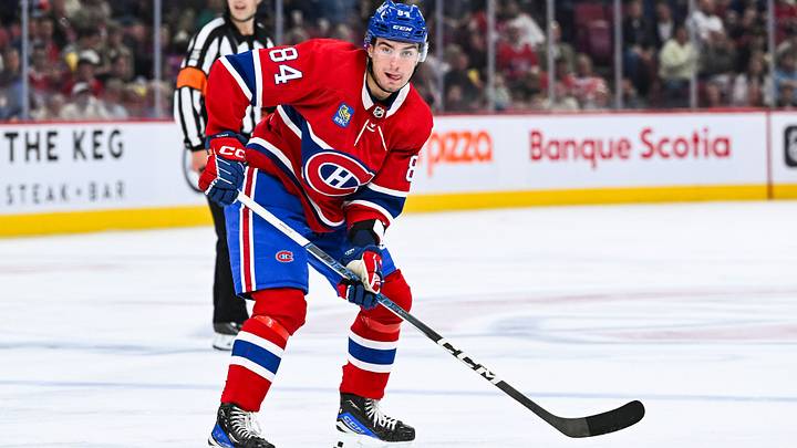 Sep 27, 2023; Montreal, Quebec, CAN; Montreal Canadiens defenseman William Trudeau (84) plays the puck against the Ottawa Senators during the second period at Bell Centre. Mandatory Credit: David Kirouac-USA TODAY Sports Sep 27, 2023; Montreal, Quebec, CAN; Montreal Canadiens defenseman William Trudeau (84) plays the puck against the Ottawa Senators during the second period at Bell Centre. Mandatory Credit: David Kirouac-USA TODAY Sports