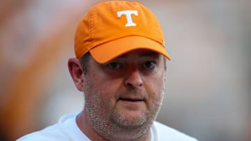 Sep 14, 2024; Knoxville, Tennessee, USA; Tennessee Volunteers head coach Josh Heupel prior to the game against the Kent State Golden Flashes at Neyland Stadium. Mandatory Credit: Randy Sartin-Imagn Images