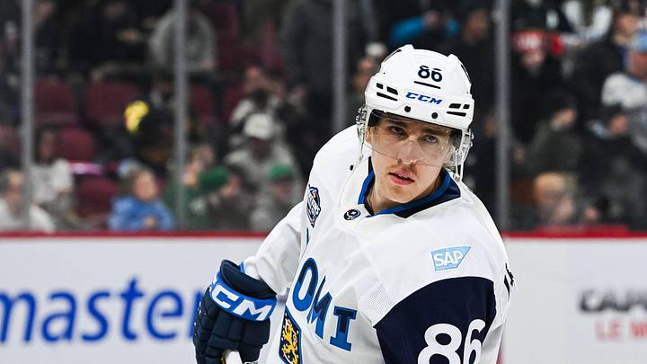 Feb 13, 2025; Montreal, Quebec, CAN; [Imagn Images direct customers only] Team Finland forward Teuvo Teravainen (86) looks on in warm-up before the game against Team USA during a 4 Nations Face-Off ice hockey game at Bell Centre. Mandatory Credit: David Kirouac-Imagn Images