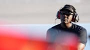NASCAR Cup Series Team 23XI owner Michael Jordan watches a video board during the Cook Out Southern 500.