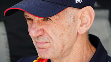 May 4, 2024; Miami Gardens, Florida, USA; Red Bull pioneering engineer and Chief Technical officer Adrian Newey in the paddock before the F1 Sprint Race at Miami International Autodrome. Mandatory Credit: John David Mercer-Imagn Images