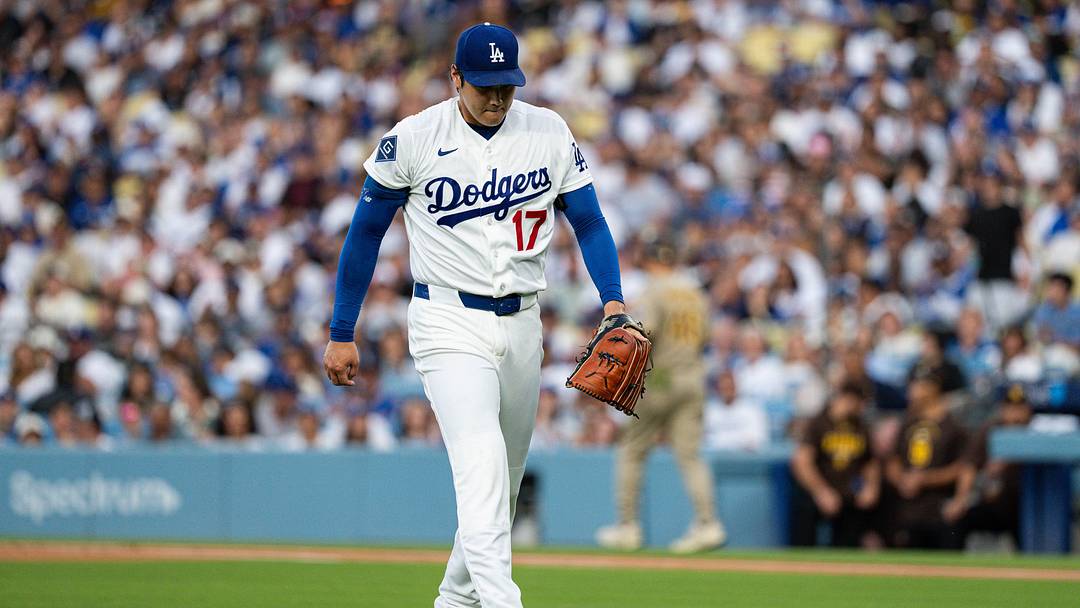 Jul 3, 2026; Los Angeles, California, USA; Los Angeles Dodgers two-way player Shohei Ohtani (17) returns to the dugout after pitching in the first inning against the San Diego Padres at Dodger Stadium. Mandatory Credit: Jon Endow-Imagn Images Jul 3, 2026; Los Angeles, California, USA; Los Angeles Dodgers two-way player Shohei Ohtani (17) returns to the dugout after pitching in the first inning against the San Diego Padres at Dodger Stadium. Mandatory Credit: Jon Endow-Imagn Images