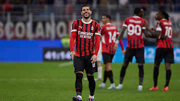 Theo Hernandez's celebration, equalling Paolo Maldini among the Rossoneri defenders with the most goals in Serie A