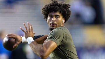 Nov 11, 2023; Baton Rouge, Louisiana, USA;  LSU Tigers quarterback Rickie Collins during pregame against the Florida Gators at Tiger Stadium. Mandatory Credit: Stephen Lew-Imagn Images