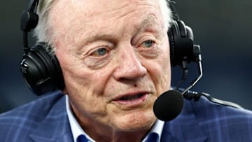 Aug 16, 2025; Arlington, Texas, USA;  Dallas Cowboys owner Jerry Jones before the game against the Baltimore Ravens at AT&T Stadium.