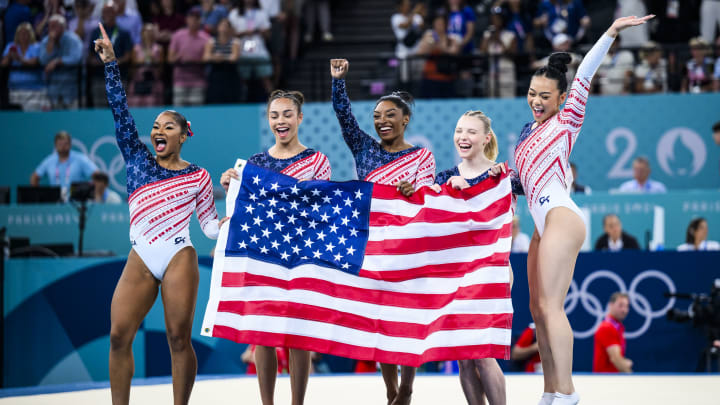 Jordan Chiles, Hezly Rivera, Simone Biles, Jade Carey and Sunisa Lee.