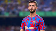 Miralem Pjanic à l'échauffement avant le match face au Rayo Vallecano.
