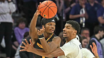 Arizona State's Alston Mason passes the ball during the Sun Devils' 66-54 victory over Kansas State on Sunday, Feb. 23, 2025.