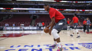Feb 6, 2020; Chicago, Illinois, USA; Chicago Bulls forward Cristiano Felicio (6) warms up before an NBA game against the New Orleans Pelicans at United Center. 
