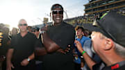 23XI owner Michael Jordan celebrates after his driver NASCAR Cup Series driver Tyler Reddick won the Straight Talk Wireless 400 at Homestead-Miami Speedway. 