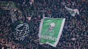 Fans of Celtic during the UEFA Champions League league phase match between Celtic FC and BSC Young Boys at Celtic Park. 