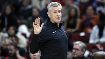 Oct 16, 2024; Chicago, Illinois, USA; Chicago Bulls head coach Billy Donovan reacts during the first half at United Center. Mandatory Credit: Kamil Krzaczynski-Imagn Images