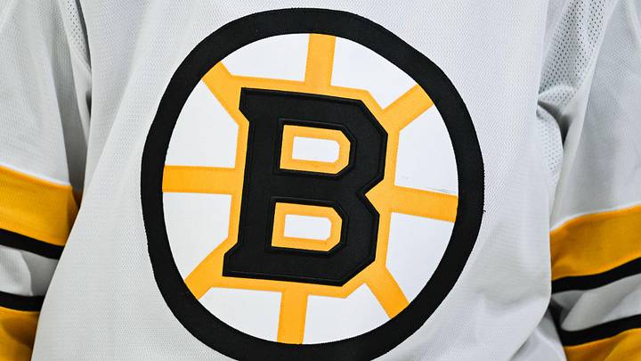 Mar 17, 2026; Montreal, Quebec, CAN; View of a Boston Bruins logo on a jersey worn by a member of the team during the second period at Bell Centre. Mar 17, 2026; Montreal, Quebec, CAN; View of a Boston Bruins logo on a jersey worn by a member of the team during the second period at Bell Centre.