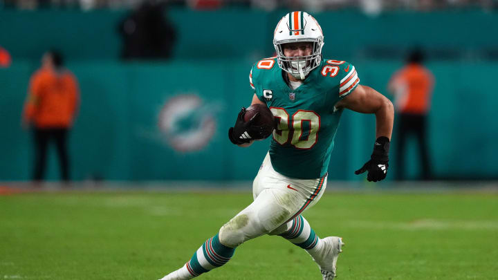 Miami Dolphins fullback Alec Ingold runs with the ball during the second half against the Dallas Cowboys at Hard Rock Stadium last season.