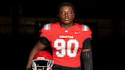 Germantown’s Djidjou Bah poses for a portrait at Collierville High School on July 15, 2025. Bah is on The Commercial Appeal's 2025 Dandy Dozen list, a collection of the top college football prospects from the 2026 class in the Memphis area as selected by the newspaper.