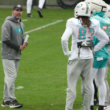Dolphins special teams coordinator Danny Crossman during a practice before the game against the Kansas City Chiefs in Germany last season.