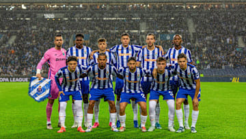 FC Porto players pose for a team photo before the UEFA...