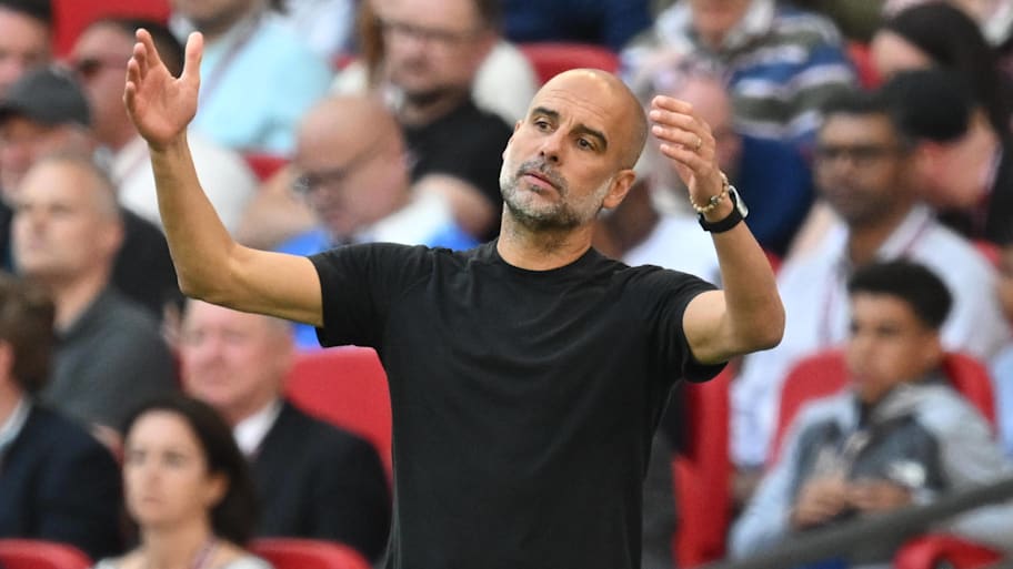 Pep Guardiola was left frustrated at Wembley. | IMAGO / Pro Sports Images