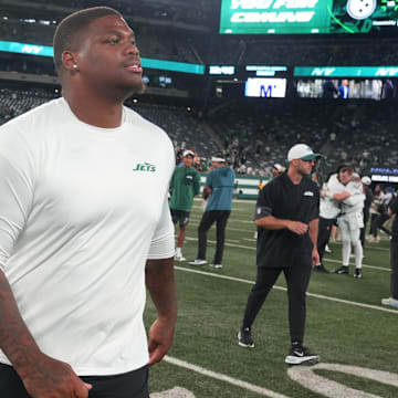 Quinnen Williams of the Jets at the end of the game against the Eagles.