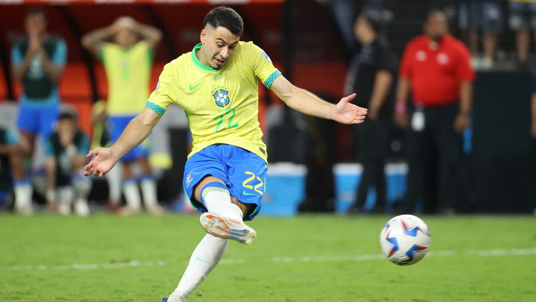 Gabriel Martinelli scored one of Brazil's two successful penalties