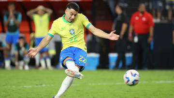 Gabriel Martinelli scored one of Brazil's two successful penalties