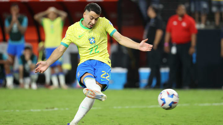 Gabriel Martinelli scored one of Brazil's two successful penalties