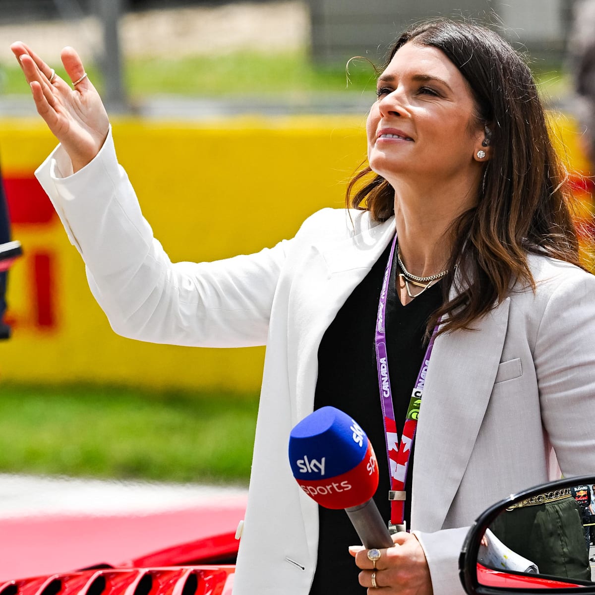 Danica Patrick sports funky two-layer floral skirt at F1 Abu
