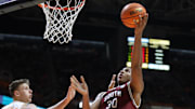 Mar 8, 2025; Knoxville, Tennessee, USA; South Carolina Gamecocks forward Collin Murray-Boyles (30) goes to the basket against the Tennessee Volunteers during the second half at Thompson-Boling Arena at Food City Center.