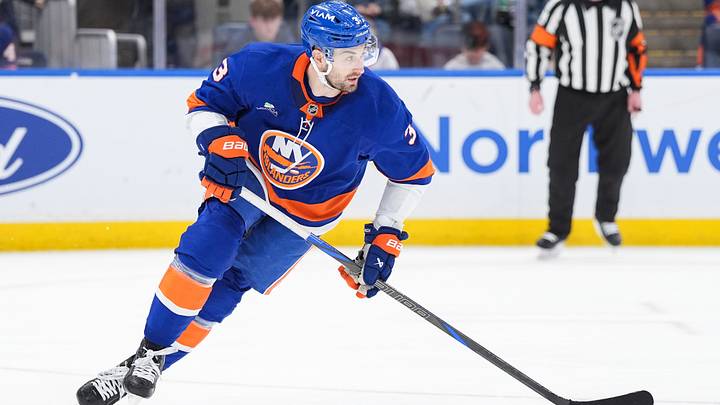 Apr 3, 2026; Elmont, New York, USA; New York Islanders defenseman Adam Pelech during the third period against the Philadelpia Flyers at UBS Arena. Mandatory Credit: Alexander Wohl-Imagn Images Apr 3, 2026; Elmont, New York, USA; New York Islanders defenseman Adam Pelech during the third period against the Philadelpia Flyers at UBS Arena. Mandatory Credit: Alexander Wohl-Imagn Images
