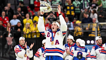 Buffalo Sabres forward Tage Thompson representing Team USA at the 2025 IIHF World Championship