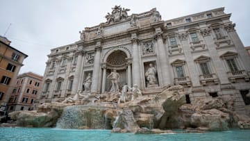 A general view of the Trevi Fountain on the day of its...