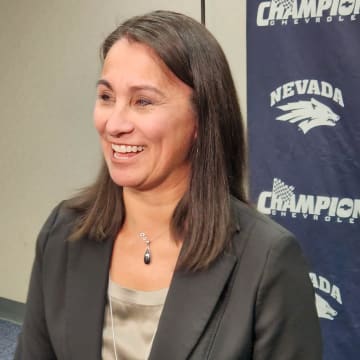 Mountain West commissioner Gloria Nevarez speaks to the media on Wednesday, Feb. 28-29 at Lawlor Events Center.

Gloria Nevarez Mw