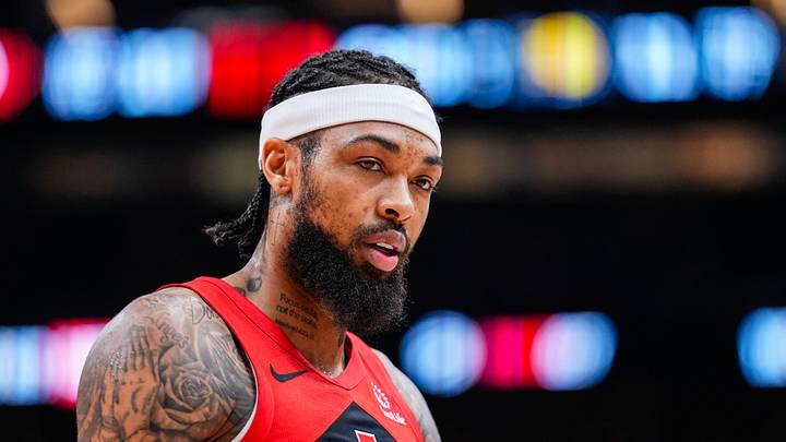 Feb 8, 2026; Toronto, Ontario, CAN;  Toronto Raptors forward Brandon Ingram (3) looks on against the Indiana Pacers at Scotiabank Arena. Mandatory Credit: Kevin Sousa-Imagn Images