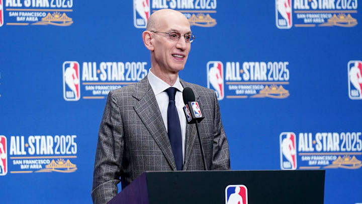 NBA commissioner Adam Silver addresses the media at 2025 All-Star weekend.