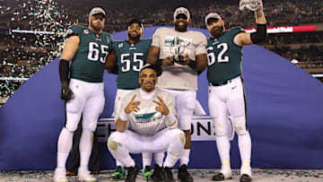 Lane Johnson, Brandon Graham, Fletcher Cox, Jason Kelce, Jalen Hurts, Philadelphia Eagles
