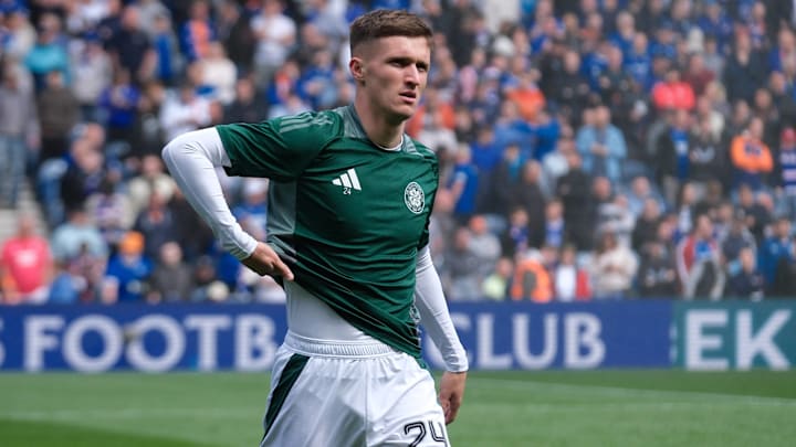Rangers v Celtic, Scottish Premiership at Ibrox Stadium, Glasgow, Scotland on 04 May 2025: Pictured: Johnny Kenny (Celtic) Rangers v Celtic, Scottish Premiership at Ibrox Stadium, Glasgow, Scotland on 04 May 2025: Pictured: Johnny Kenny (Celtic)