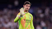 Thibaut Courtois of Real Madrid CF seen greetings the fans...