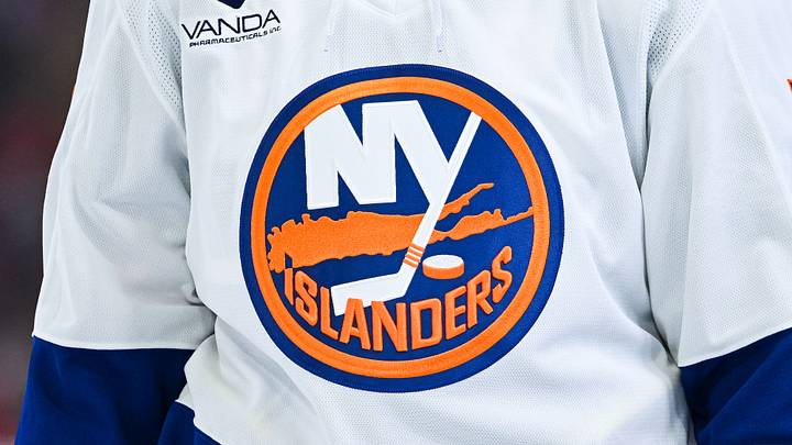 Feb 26, 2026; Montreal, Quebec, CAN; View of a New York Islanders logo on a jersey worn by a member of the team during the third period at Bell Centre. Feb 26, 2026; Montreal, Quebec, CAN; View of a New York Islanders logo on a jersey worn by a member of the team during the third period at Bell Centre.