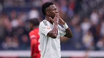 Vinicius Junior of Real Madrid CF celebrates a goal during...