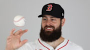Lucas Giolito poses for Red Sox media day.