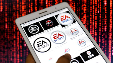 In this Photo illustration the EA Sports Logos seen...
