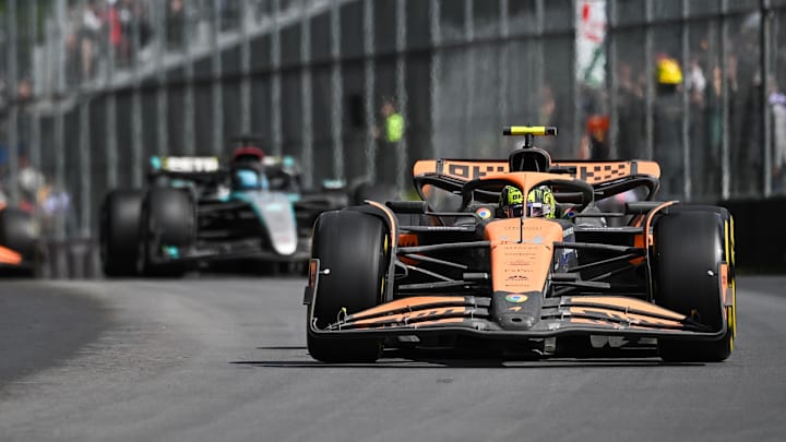 McLaren driver Lando Norris races during the Canadian Grand Prix at Circuit Gilles Villeneuve.