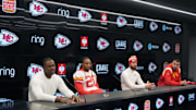 Kansas City Chiefs tackle Chris Jones, Justin Reid, place kicker Harrison Butker and tight end Travis Kelce at 2024 NFL game