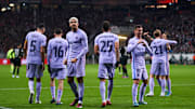 Barcelona celebrate their equaliser on a tough night for the Catalans against a spirited Eintracht Frankfurt