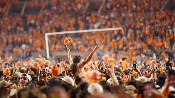 The goal posts were torn down in Knoxville following No. 11 Tennessee's upset of No. 7 Alabama. The goal posts were torn down in Knoxville following No. 11 Tennessee's upset of No. 7 Alabama.